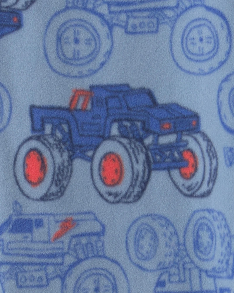 Boys Monster Truck Fleece Loose Fit 1-Piece Pyjama - Blue