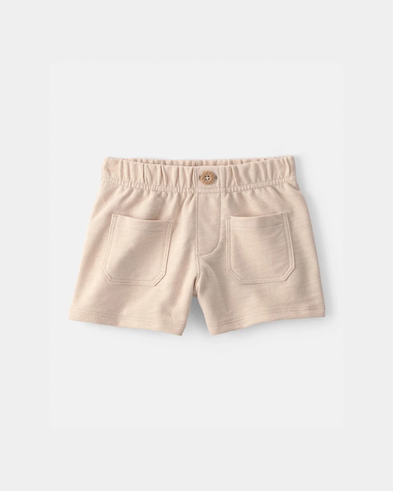 Toddler Girl 2-Piece Floral Top & Short Set - Cream/Tan