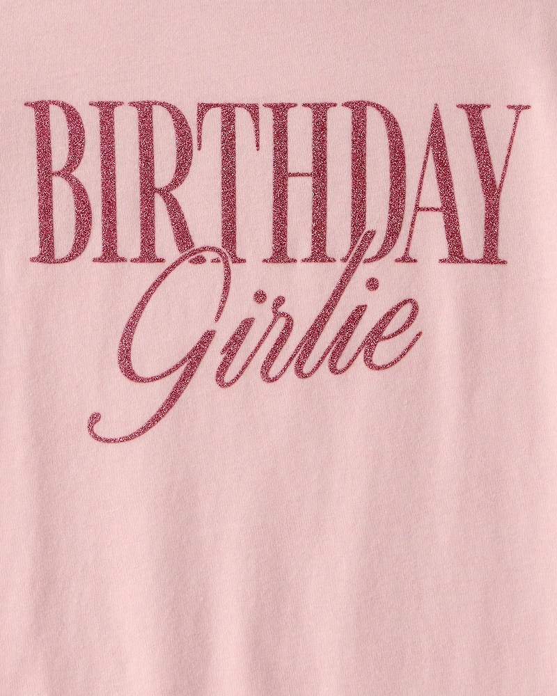 Girls 'Birthday Girlie' Graphic Tee - Pink