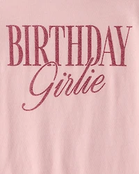 Girls 'Birthday Girlie' Graphic Tee - Pink