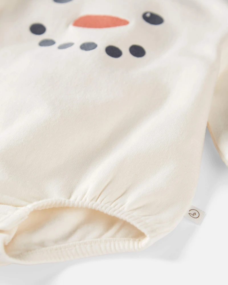 Baby Fleece Long-Sleeve Graphic Bodysuit - White