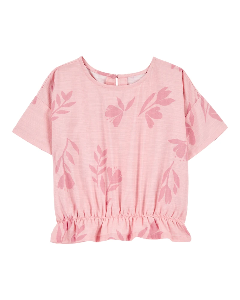 Kid Floral Cinched Top - Pink