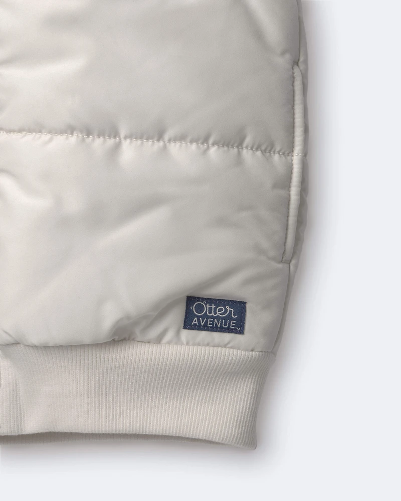 Toddler Sherpa Ski Puffer Vest - Cream