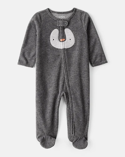 Baby Penguin Loose Fit Sleeper - Grey