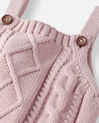 Baby Girl Organic Cotton Cable Knit Overalls