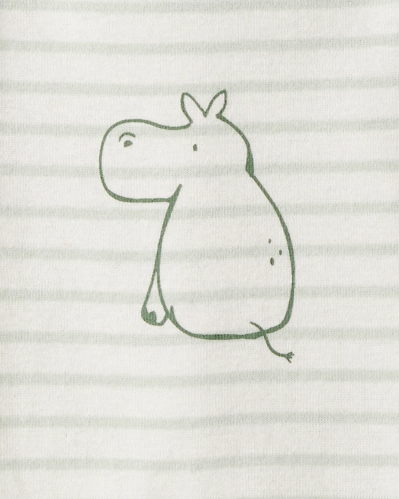 Baby Boy 5-Pack Hippo Multipack Bodysuits - Brown/Blue/White