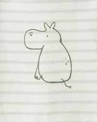 Baby Boy 5-Pack Hippo Multipack Bodysuits - Brown/Blue/White