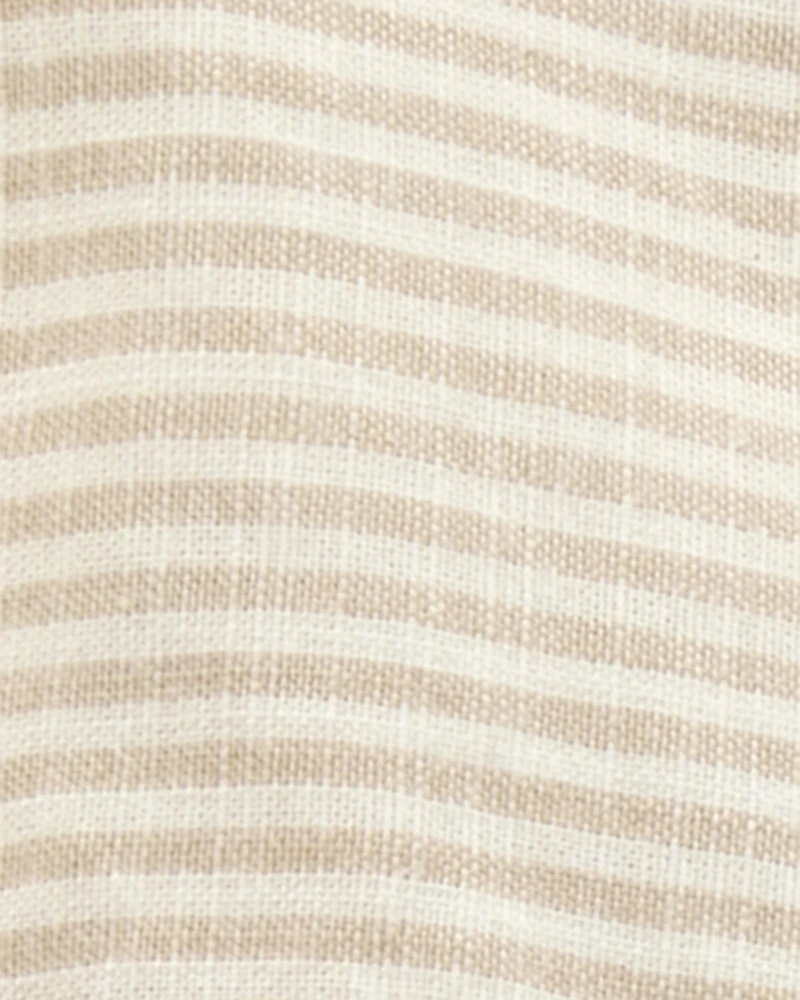 Baby Striped Cotton Dress - Tan