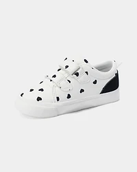 Toddler Girl Heart Print Casual Shoes - White/Black