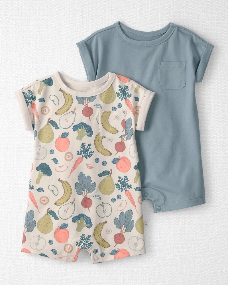 Baby 2-Pack Organic Cotton Rompers Veggie Fruit Print