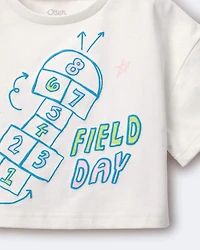 Toddler Girl 'Field Day' Breezy Top Hopscotch Print - Cream
