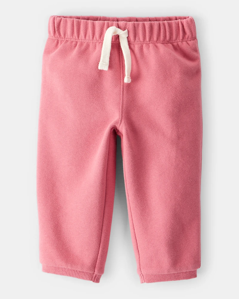 Baby Girl Cotton Pull-On Pants - Pink