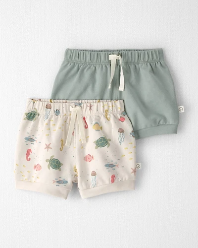 Baby Girl 2-Pack French Terry Shorts Under The Sea