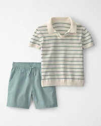 Boys 2-Piece Knit Top & Short Set Made with Organic Cotton Stripes