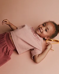 Toddler Girl High-Low Bubble Dolman Tee - Peach