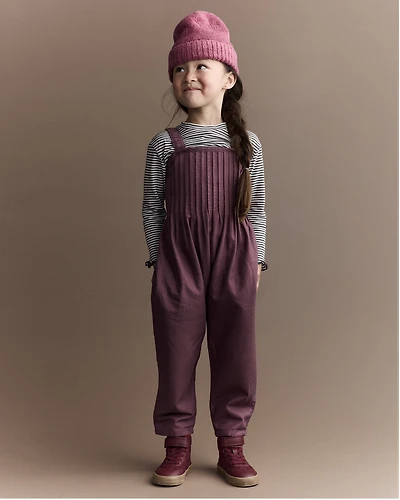 Toddler Girl Pleated Overalls - Mauve