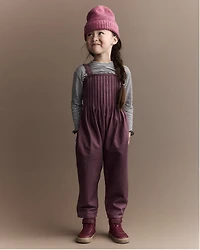 Toddler Girl Pleated Overalls - Mauve