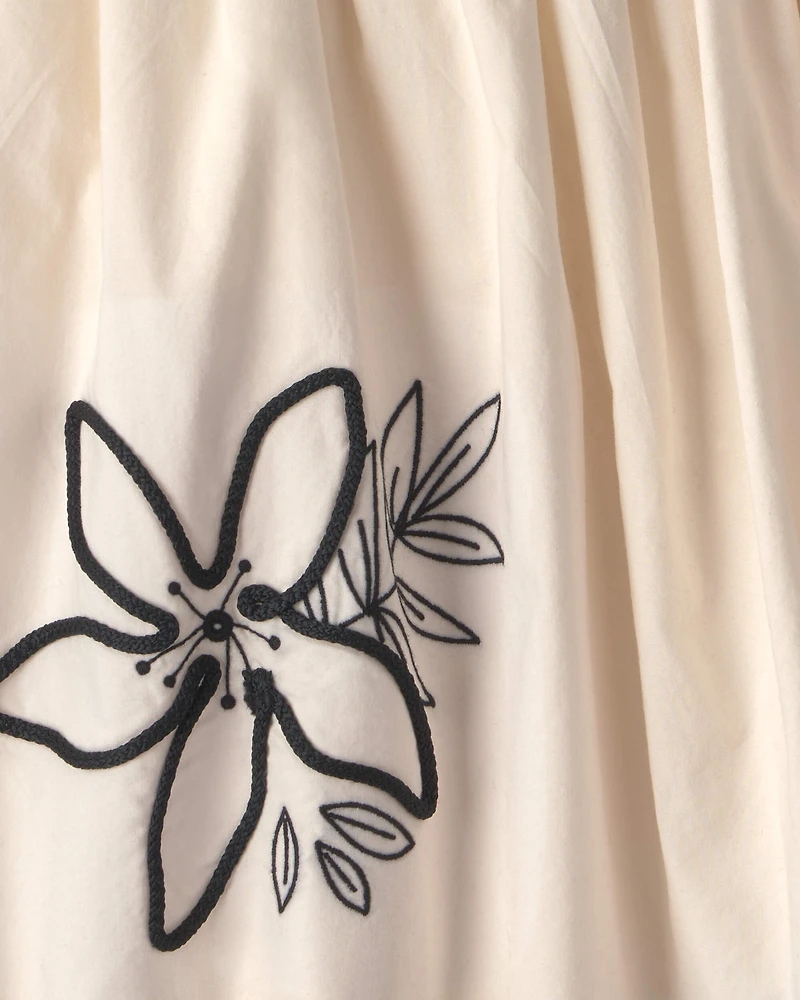 Girls Floral Embroidered Skirt - Ivory