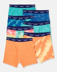 Boys 7-Pack Tropical Boxer Brief Underwear - Blue/Orange