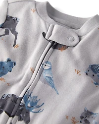 Baby Organic Cotton Sleep & Play Pajamas Midnight Forest Print