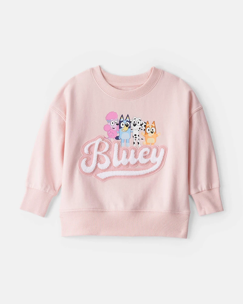 Baby Girl Bluey French Terry Pullover - Pink