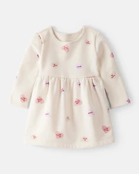 Baby Girl DayDream Fleece Valentine's Day Hearts Knit Dress - Ivory