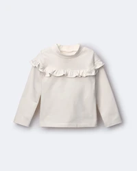 Toddler Girl Mock Neck Ruffle Top - Cream