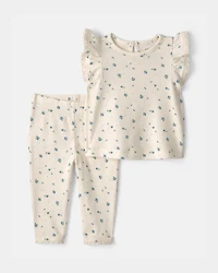 Baby Girl 2-Piece Blueberry Short-Sleeve Top & Pant Set