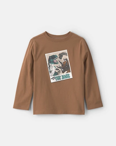 Boys Dinosaur Long-Sleeve Graphic Tee - Brown