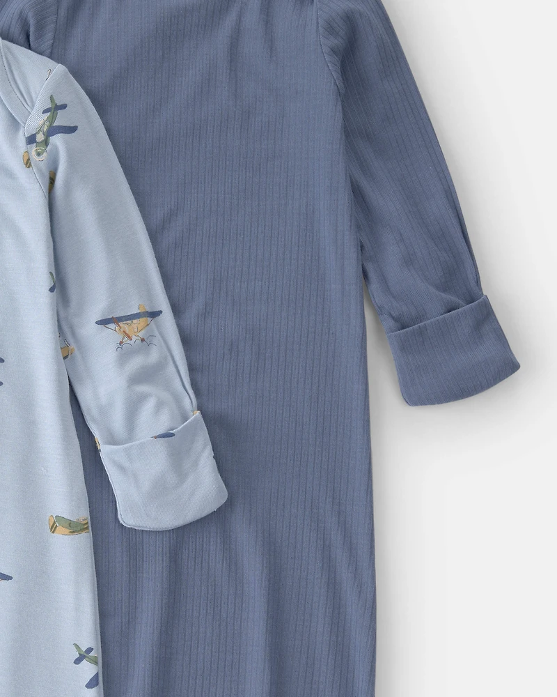 Baby Boy 2-Pack Plane PurelySoft Sleeper Gowns - Blue