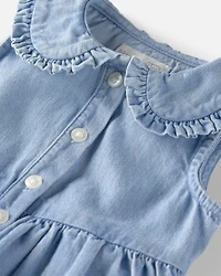 Baby Girl Organic Cotton Chambray Bodysuit Dress