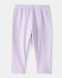 Baby Girl Pull-On Stretch Rib Leggings - Purple