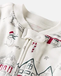 Baby Organic Cotton Sleep & Play pyjamas Winter Village