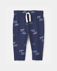 Baby Boy 2-Piece 'Mommy's Champ' Pennant French Terry Bodysuit & Pant Set - Blue/Ivory