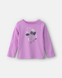 Girls 'Work of Heart' Paintbrush Long-Sleeve Graphic Tee - Purple