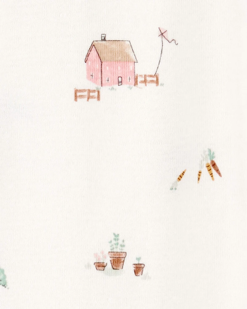 Baby 2-Piece Barn Print 2-Way Zip Sleeper & Headwrap Set