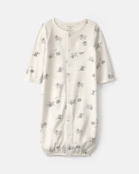 Baby Elephant 100% Cotton Converter Gown - Ivory