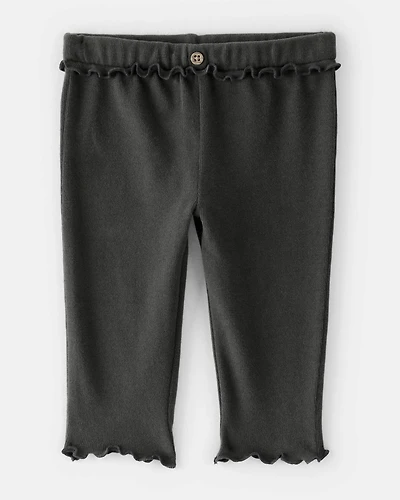 Baby Girl Flutter-Waist Pants - Black