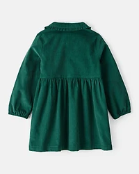 Toddler Girl Corduroy Long-Sleeve Occasion Dress - Green