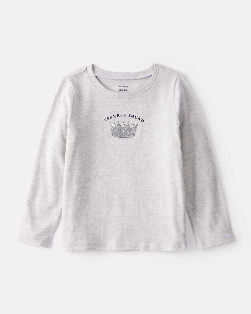 Toddler Girl Sparkle Squad Long-Sleeve Graphic Tee - Grey