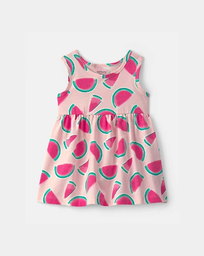 Baby Girl Watermelon Sleeveless Dress - Pink