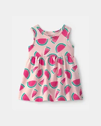 Baby Girl Watermelon Sleeveless Dress - Pink