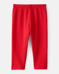 Baby Girl Pull-On Stretch Rib Leggings - Red
