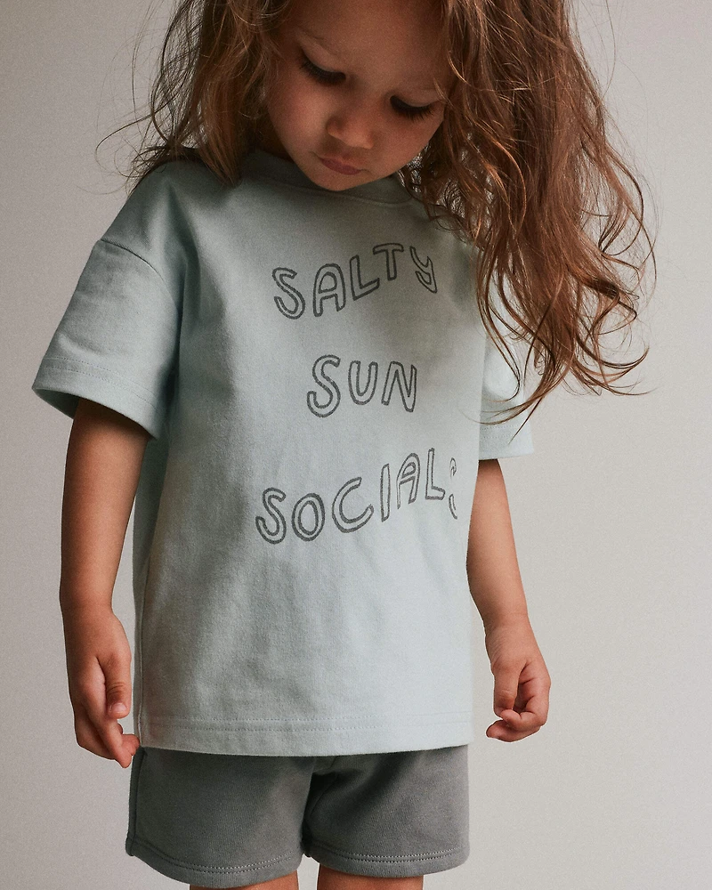 Toddler 'Salty Sun Socials' Relaxed Graphic Tee - Light Blue