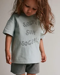 Toddler 'Salty Sun Socials' Relaxed Graphic Tee - Light Blue