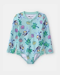 Toddler Girl Bluey™ 1-Piece Rashguard Swimsuit - Blue