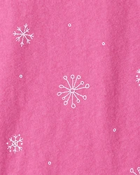 Toddler Girl Snowflake Print Long-Sleeve Pocket Tee - Pink