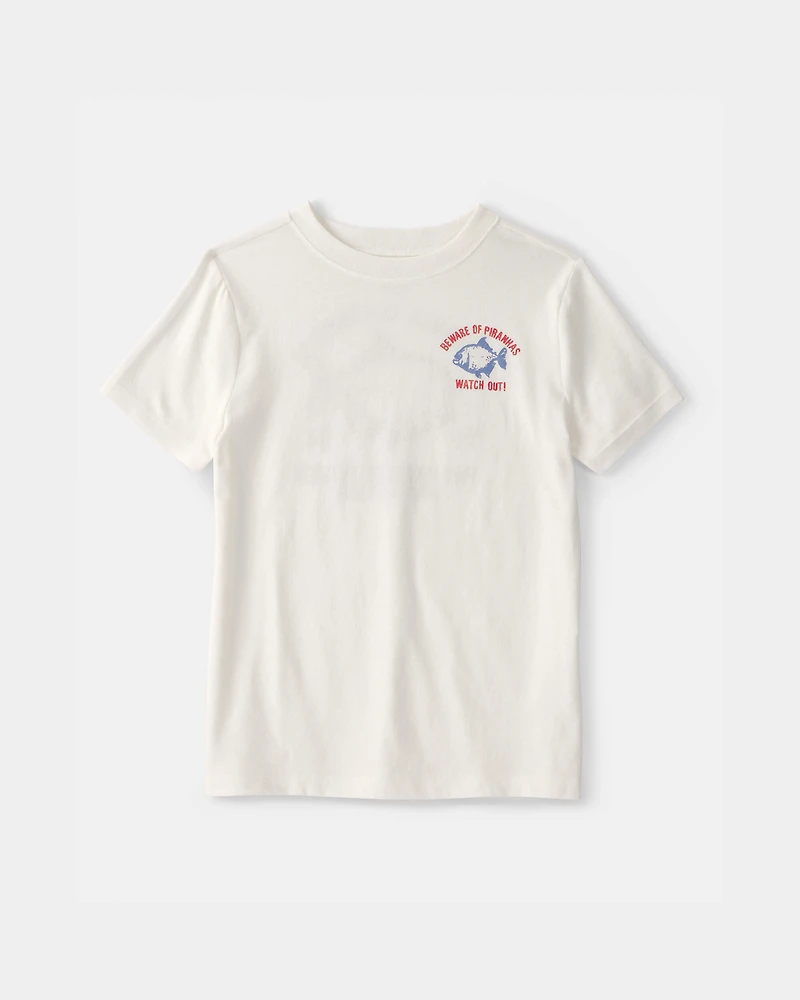 Boys Piranha Graphic Tee - Ivory