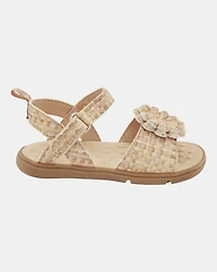 Baby  Every Step® First Walker Woven Flower Accent Sandals - Beige