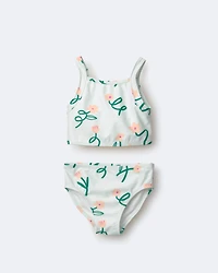 Toddler Girl Tankini Floral Print - Light Green